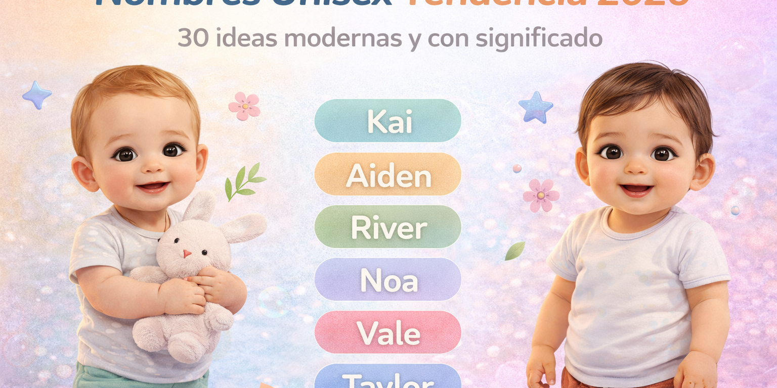 Nombres Unisex de Tendencia 2026: 30 ideas modernas y con significado