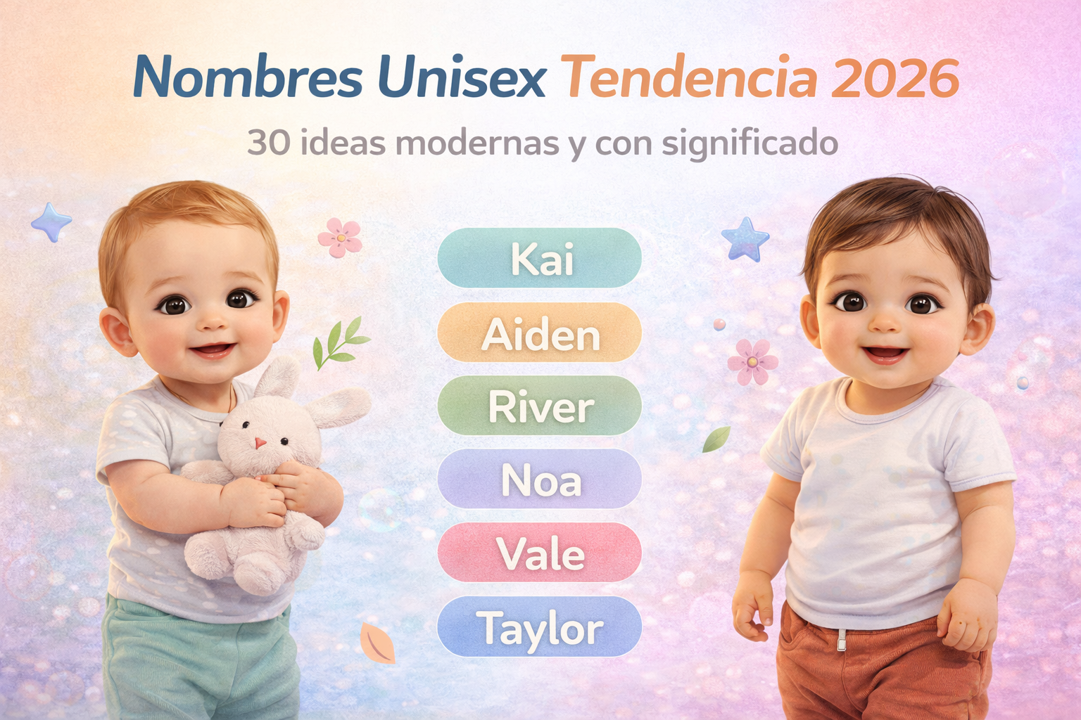 Nombres Unisex de Tendencia 2026: 30 ideas modernas y con significado