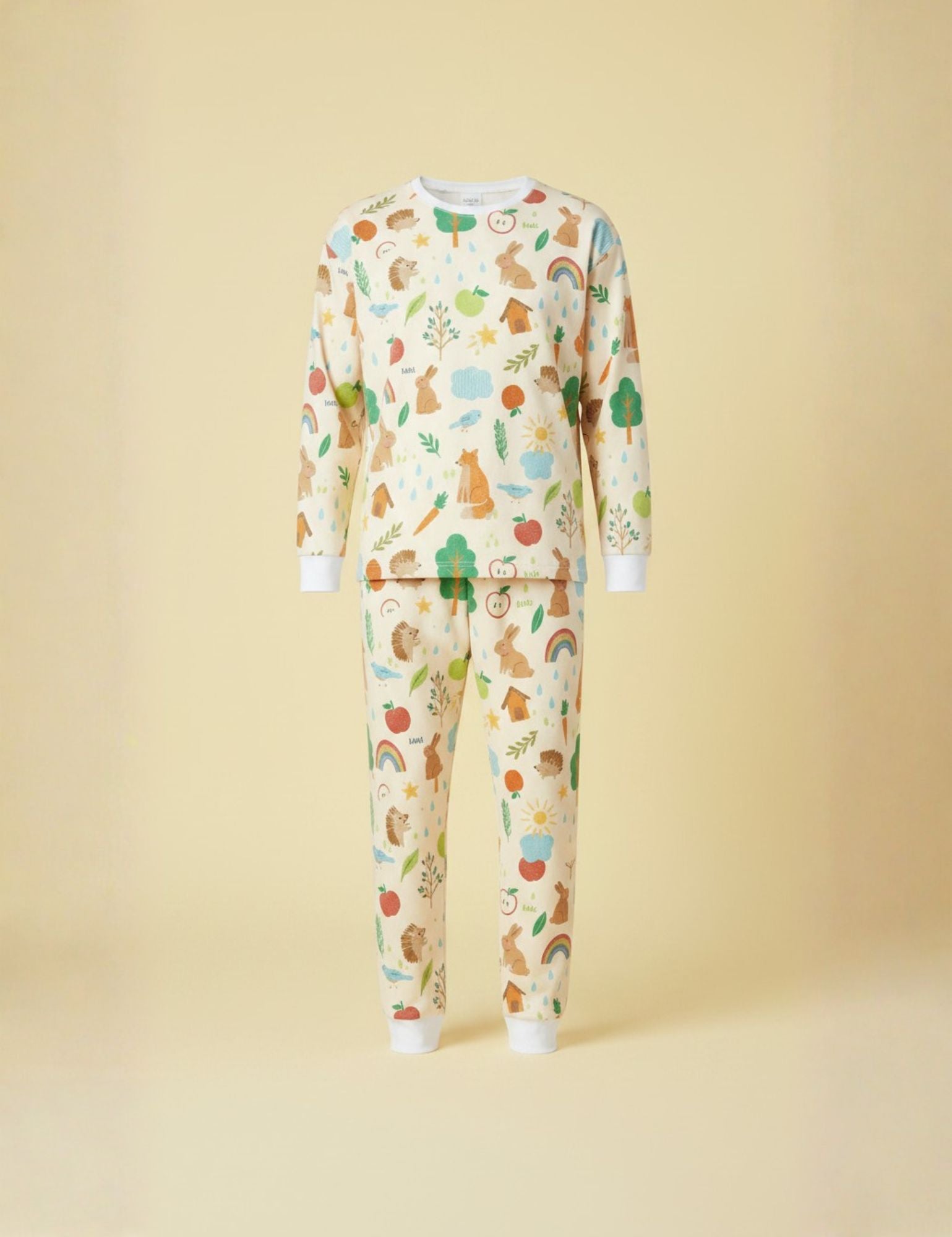 Pijama 2p térmica HOMBRE Amigos del Bosque Crema