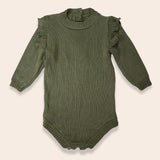 SAMPLE Ruffle Bodysuit Knit - Color Loden Green