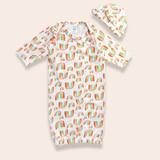 SAMPLE Pijama bata + gorro Colorfull 0-3m